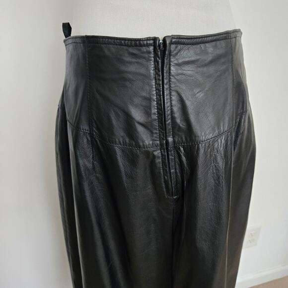 Vintage 90s Wilson's Leather Women Baddie Midi Skirt Snap Front Edgy Black Large - Picture 7 of 12